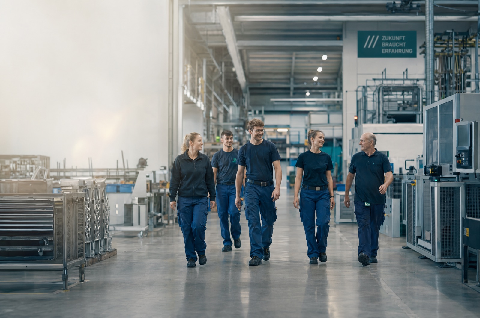 Mitarbeiter in einer modernen Industriehalle in Tirol